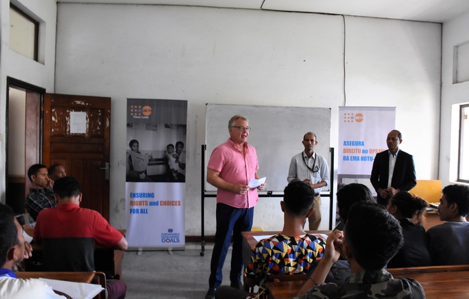 UNFPA Timor-Leste Country Representative at a seminar on SWOP 2019 at the National University of Timor-Leste