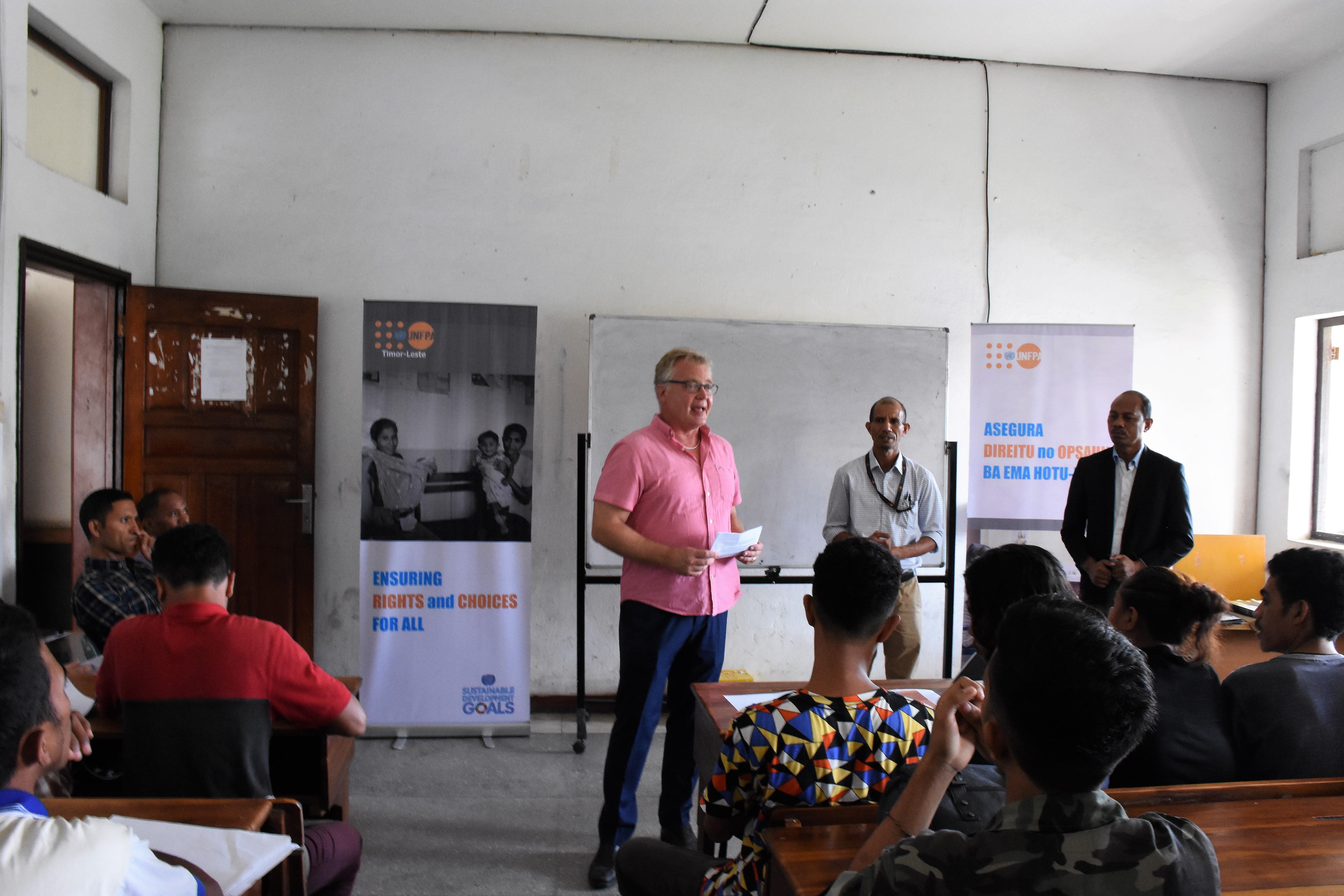 UNFPA Timor-Leste Country Representative at a seminar on SWOP 2019 at the National University of Timor-Leste