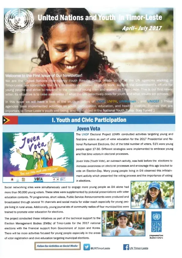 United Nations and Youth in Timor-Leste Newletter issue #1